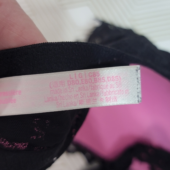 Victoria’s Secret PINK Women's Size Large Black Lace Bralette Lightly Lined Bra. - Picture 7 of 8